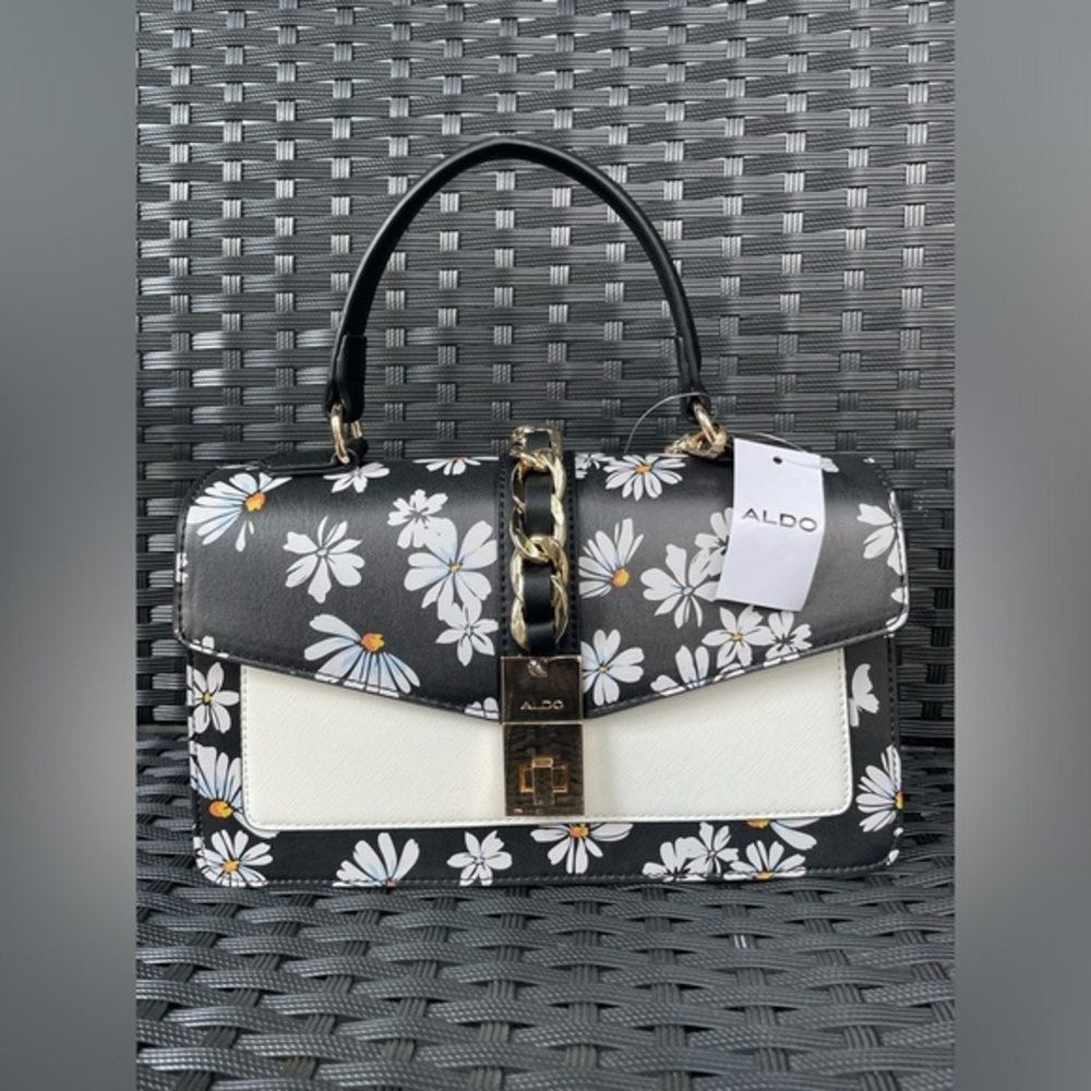 Aldo Bag,Aldo Crossbody Bag,Aldo Black and Gold Patterned Bag,Women’s Bag.